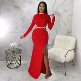 Sexy Cut Out Long Sleeve High Slit Evening Dresses YF-345