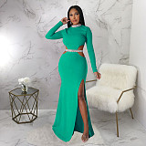 Sexy Cut Out Long Sleeve High Slit Evening Dresses YF-345