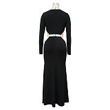 Sexy Cut Out Long Sleeve High Slit Evening Dresses YF-345