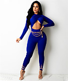 Sexy Cut Out Cross Wrap Long Sleeve Jumpsuit YF-9963