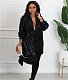 Turn Down Collar Long Sleeve Sequin Shirt Dresses NY-2625