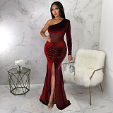 Sexy One Shoulder High Slit Birthday Evening Dress YF-10354