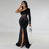 Sexy One Shoulder High Slit Birthday Evening Dress YF-10354