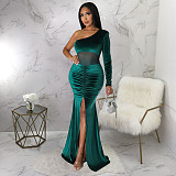 Sexy One Shoulder High Slit Birthday Evening Dress YF-10354