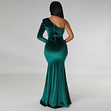 Sexy One Shoulder High Slit Birthday Evening Dress YF-10354