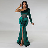 Sexy One Shoulder High Slit Birthday Evening Dress YF-10354