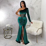 Sexy One Shoulder High Slit Birthday Evening Dress YF-10354