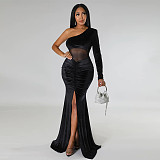Sexy One Shoulder High Slit Birthday Evening Dress YF-10354