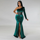 Sexy One Shoulder High Slit Birthday Evening Dress YF-10354