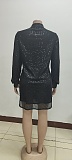 Turn Down Collar Long Sleeve Sequin Shirt Dresses NY-2625