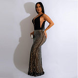 Sexy Hot Drilling Patchwork Backless Evening Dresses NY-2622
