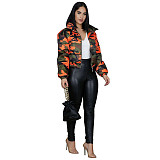 Stand Collar Zipper Orange Camo Cotton Padded Coat GLS-10044