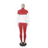 Color Block Pullover Sweatshirt Joggers Pants Suit SHD-9824