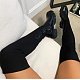 Plus Size Fly Knee Round Toe High Leg Woven Boots RS-341