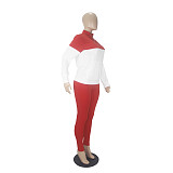 Color Block Pullover Sweatshirt Joggers Pants Suit SHD-9824