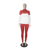 Color Block Pullover Sweatshirt Joggers Pants Suit SHD-9824
