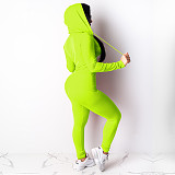 Fitness Zipper Fly Jacket Skinny Pants 2 Piece Sets TE-4511