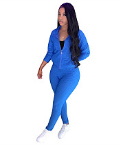 Casual Zipper Stand Collar Jacket Tops Sporty Pants Set TE-4508