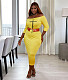 Fall Off Shoulder Letter Print Casual Plus Size Dresses JLY-19509