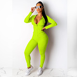 Fitness Zipper Fly Jacket Skinny Pants 2 Piece Sets TE-4511
