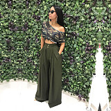 Chic Solid Color High Waist Loose Wide Leg Pants SH-390440