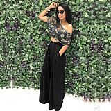 Chic Solid Color High Waist Loose Wide Leg Pants SH-390440
