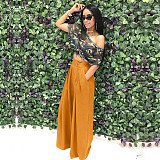 Chic Solid Color High Waist Loose Wide Leg Pants SH-390440