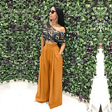 Chic Solid Color High Waist Loose Wide Leg Pants SH-390440
