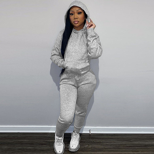 Fitness Hooded Sweatshirt Jogging Pants Matching Set DN-8999