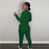 Casual Solid Basic Hoodie Jacket Two Piece Pants Sets DN-8777