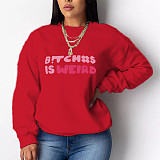 Letter Printed Long Sleeve Loose Casual Sweatshirts DN-8889B8