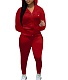 Solid Color Zipper-up Jacket Sporty Pants Two Piece Sets HGL-1980