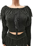 Knitted Tassel Sweaters and Straight Pants Outfits CM-8647