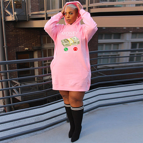 Winter Long Sleeve Loose Hoodies Mini Dresses DN-3777M4