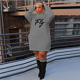 Letter Print Oversized Hoodies Casual Dresses DN-3777F5