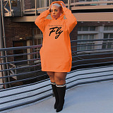 Letter Print Oversized Hoodies Casual Dresses DN-3777F5