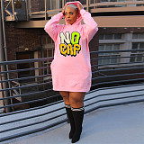 Casual Loose Hooded Pullover Plus Size Dresses DN-3777N1