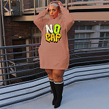 Casual Loose Hooded Pullover Plus Size Dresses DN-3777N1