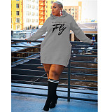 Letter Print Oversized Hoodies Casual Dresses DN-3777F5
