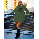 Letter Print Oversized Hoodies Casual Dresses DN-3777F5