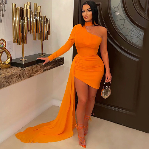 Single Shoulder Asymmetrical Bodycon Party Dresses WA-77520