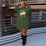 Winter Long Sleeve Loose Hoodies Mini Dresses DN-3777M4