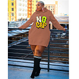 Casual Loose Hooded Pullover Plus Size Dresses DN-3777N1