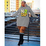 Casual Loose Hooded Pullover Plus Size Dresses DN-3777N1