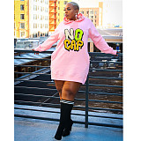 Casual Loose Hooded Pullover Plus Size Dresses DN-3777N1