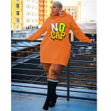 Casual Loose Hooded Pullover Plus Size Dresses DN-3777N1
