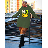 Casual Loose Hooded Pullover Plus Size Dresses DN-3777N1