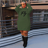 Letter Print Oversized Hoodies Casual Dresses DN-3777F5
