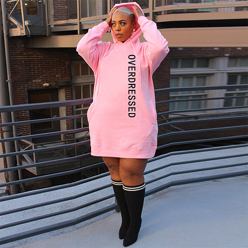 Streetwear Letter Print Loose Sweatshirt Dresses DN-3777O2