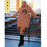 Letter Print Oversized Hoodies Casual Dresses DN-3777F5